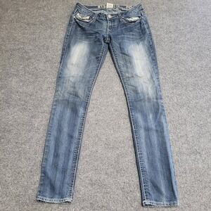 Hydraulic Jeans Womens Size 5/6 Blue Bailey Skinny Embroidered Y2K Stretch Denim